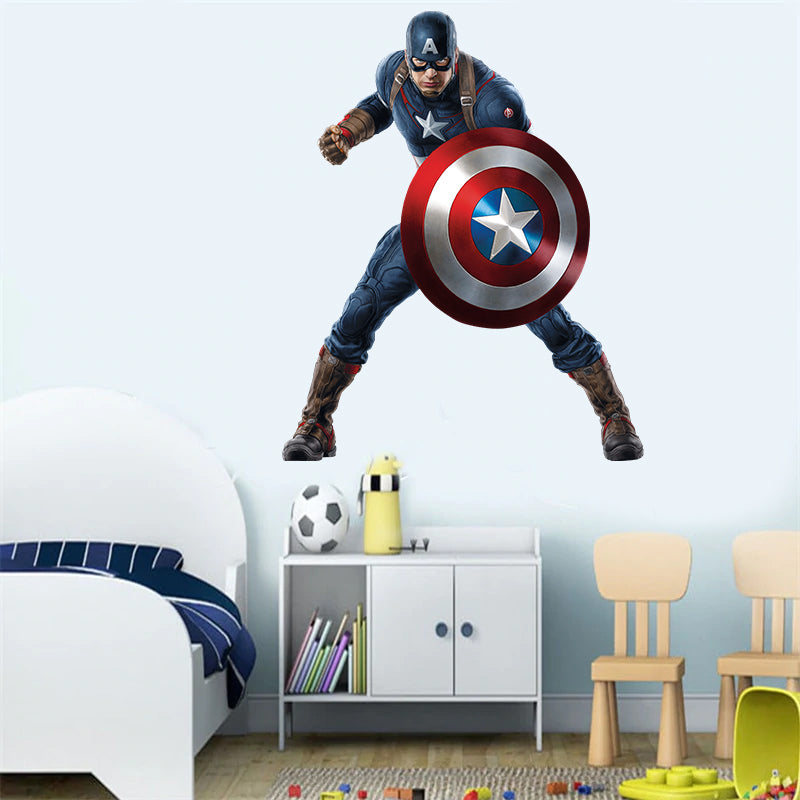 מדבקות קיר גדולות דגם קפטן אמריקה 1